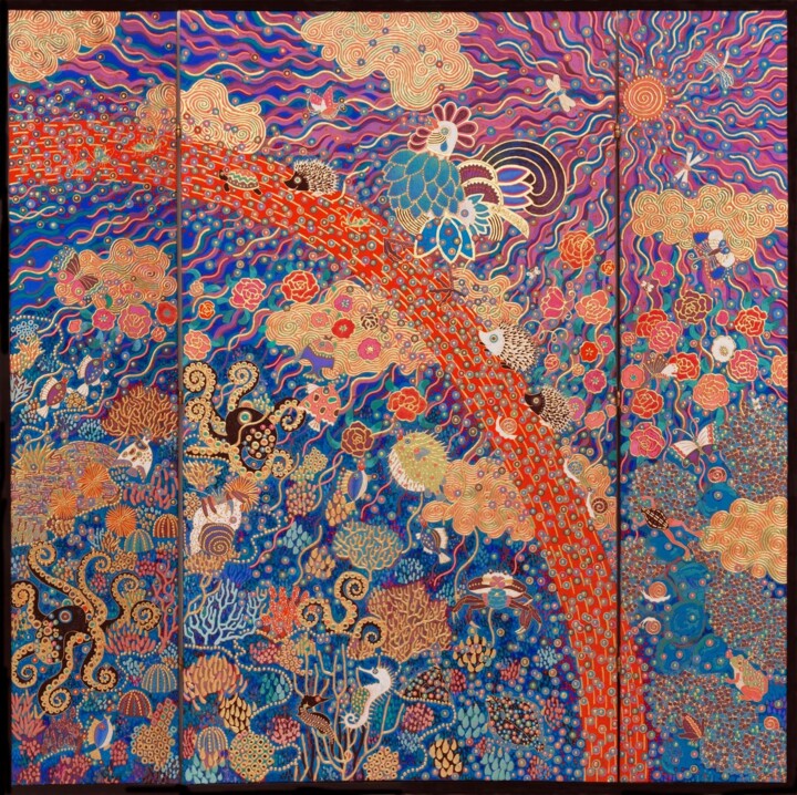 Peinture intitulée "DREAMING FELLOWES" par Chiori Ohnaka, Œuvre d'art originale, Pigments
