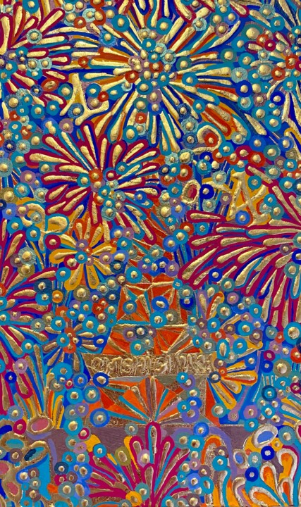 Peinture intitulée "CELEBRATION,Tour Ei…" par Chiori Ohnaka, Œuvre d'art originale, Pigments Monté sur Panneau de bois