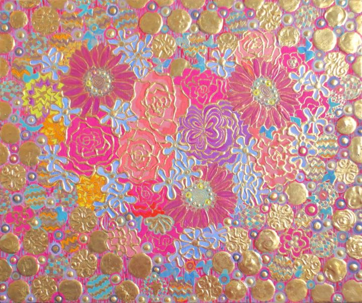 Painting titled "MON COEUR" by Chiori Ohnaka, Original Art, Pigments