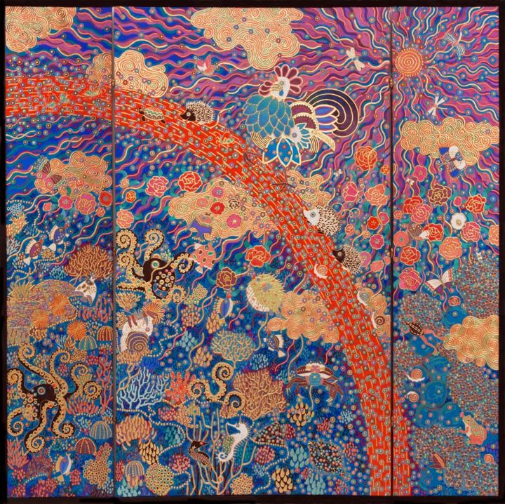 Painting titled "DREAMING FELLOWES" by Chiori Ohnaka, Original Art, Pigments