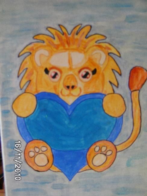 Peinture intitulée "lionceau" par Nathy, Œuvre d'art originale