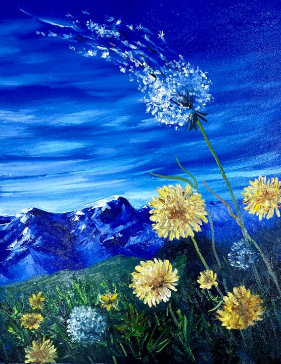 Painting titled "mountains in Georgia" by Chivili, Original Artwork, Oil