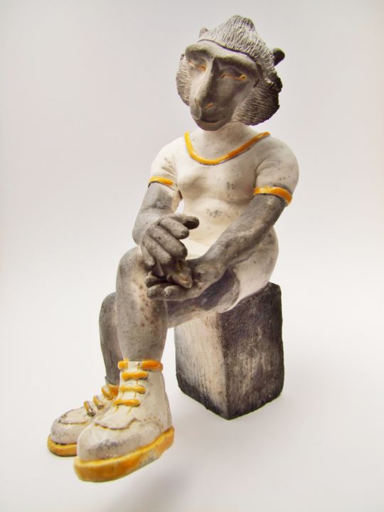 Sculpture titled "Douceur animale" by Chloé Bercovici, Original Artwork, Ceramics