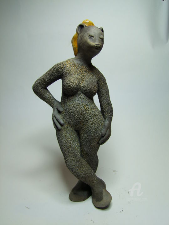 Sculptuur getiteld "Femme Herissa" door Chloé Bercovici, Origineel Kunstwerk, Keramiek