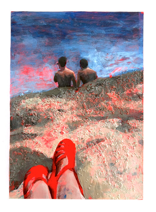 Peinture intitulée "La mer" par Chloé Kaemmerer, Œuvre d'art originale, Huile Monté sur Panneau de bois