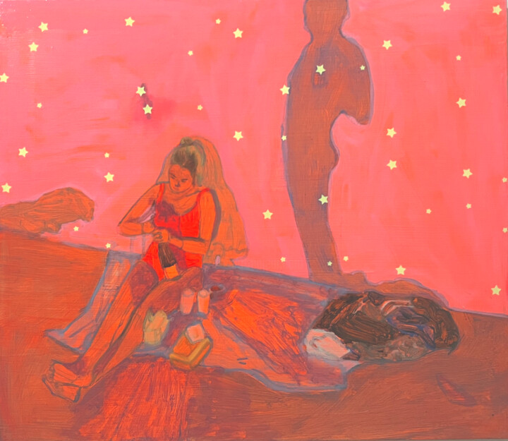 Pintura titulada "Lua + Juliette" por Chloé Kaemmerer, Obra de arte original, Oleo
