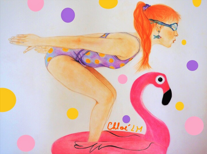 Dessin intitulée "Juillet" par Chloé Livernaux, Œuvre d'art originale, Crayon