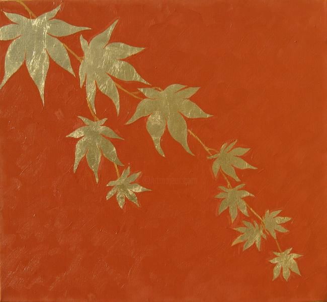 Painting titled "Amber Acer" by Chloe Brooke, Original Artwork, Oil