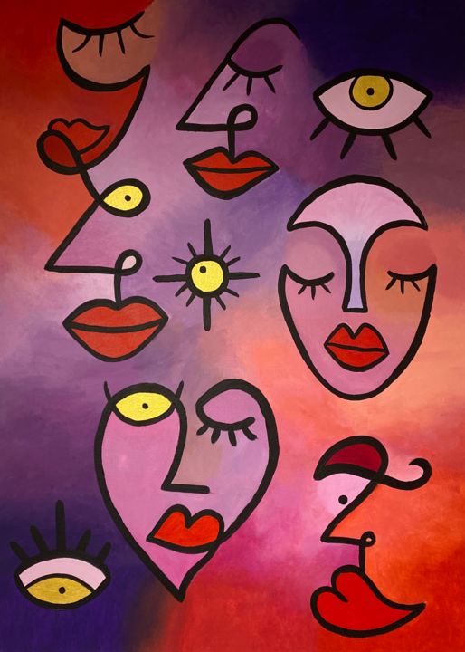Peinture intitulée "Head of the sunset" par Chloe Passadore, Œuvre d'art originale, Acrylique Monté sur Châssis