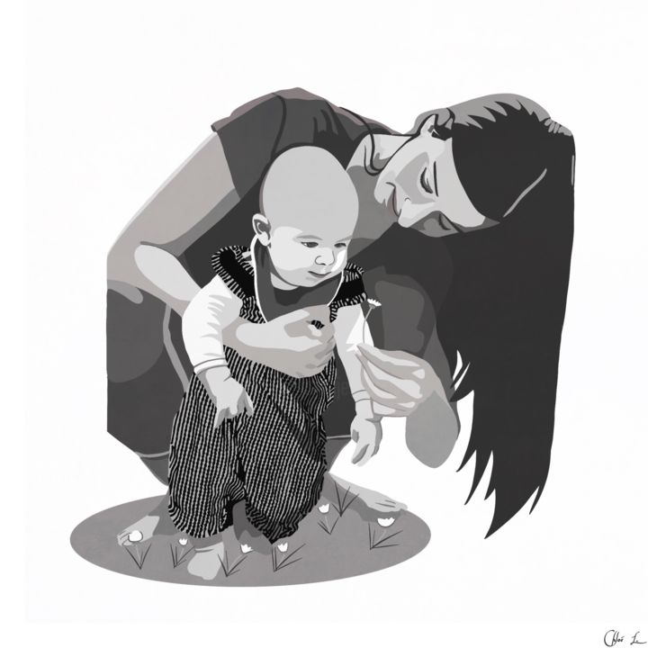 Arts numériques intitulée "- S O N & M O M -" par Chloé Ldr, Œuvre d'art originale, Peinture numérique