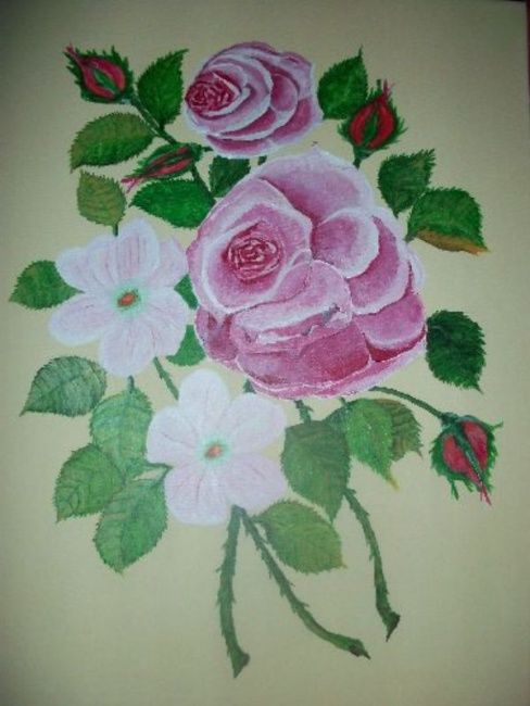 Malarstwo zatytułowany „roses” autorstwa Choiseul, Oryginalna praca, Akryl
