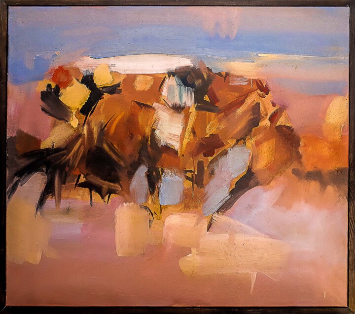Painting titled "chevaux01" by Chokri Fessi, Original Artwork, Oil