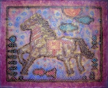 Painting titled "force of horse" by Karoonamoorthy N, Original Artwork
