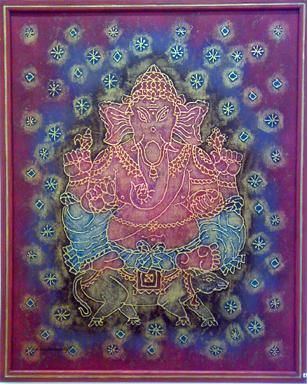 Painting titled "elephant god in pin…" by Karoonamoorthy N, Original Artwork