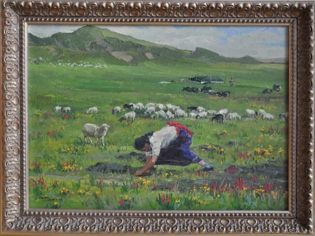 Painting titled "The Herders: origin…" by Chong En Cao, Original Artwork, Oil