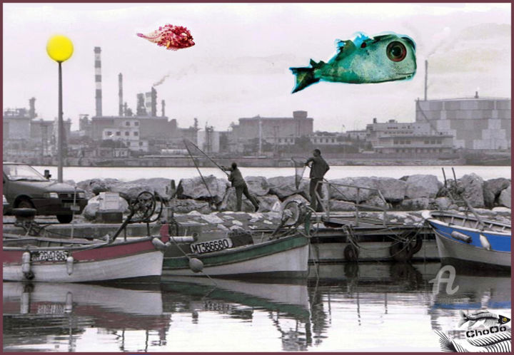Digitale Kunst getiteld "eat-fish" door Choochoo, Origineel Kunstwerk