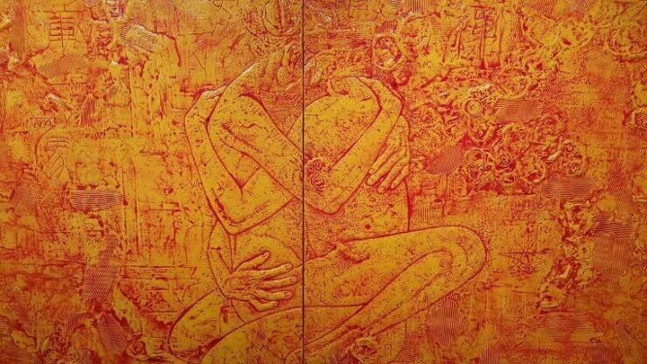Painting titled "Relief 4" by Choon-Seok Roh, Original Art,