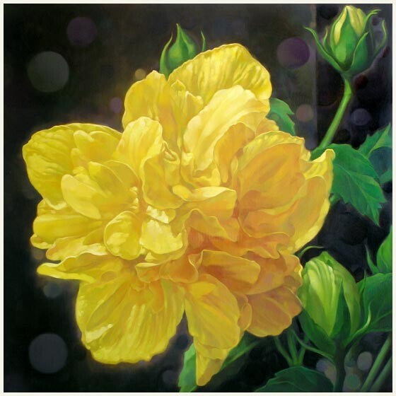 Painting titled "Yellow Hibiscus 2" by Choong Ching Liew, Original Artwork