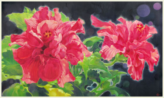 Painting titled "Hibiscus 6" by Choong Ching Liew, Original Artwork