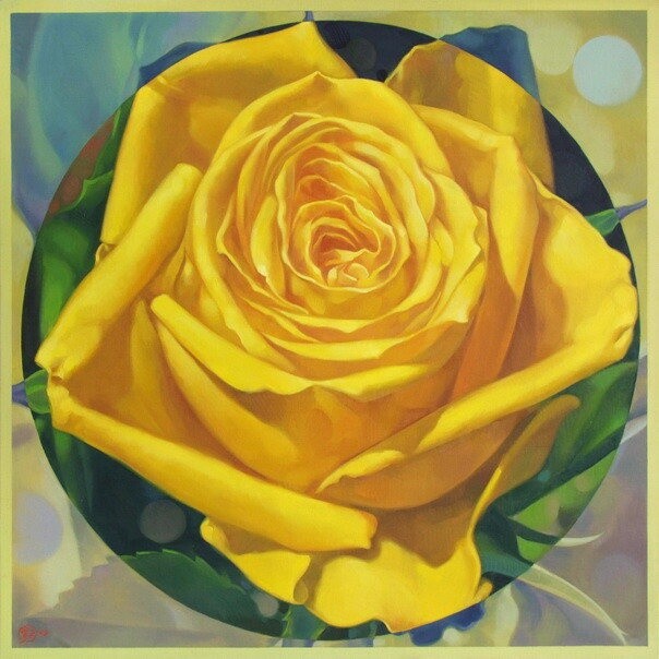 Painting titled "Yellow Rose 3" by Choong Ching Liew, Original Artwork