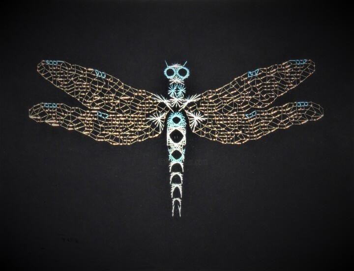 Textile Art με τίτλο "libellule" από Choumissa Vivien, Αυθεντικά έργα τέχνης, String Art