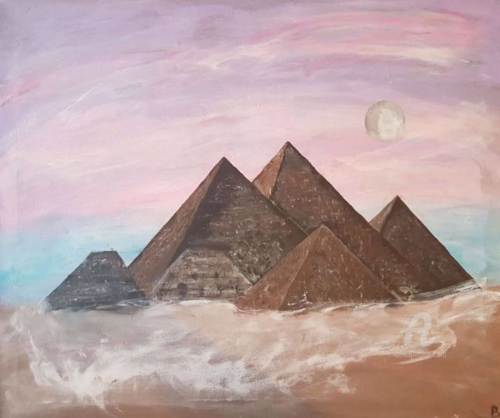 Painting titled "Pyramides" by Babethm, Original Artwork, Acrylic