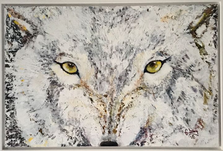 Peinture intitulée "Loup" par Marie-Noelle Chauny, Œuvre d'art originale, Acrylique Monté sur Châssis