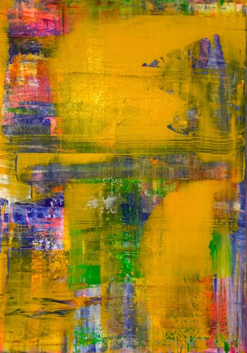 Schilderij getiteld "Yellow Dash" door Christian Neuman, Origineel Kunstwerk, Acryl