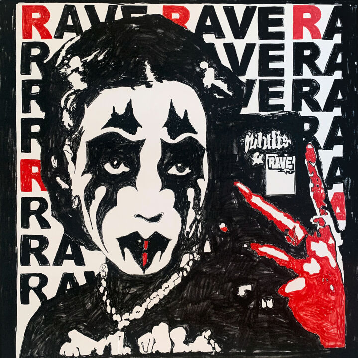Painting titled "RAVE" by Christian Neuman, Original Artwork, Ink