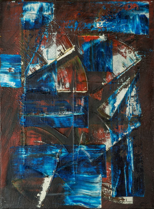 Malerei mit dem Titel "Abstrakte Formen in…" von Chris Schäfer, Original-Kunstwerk, Öl