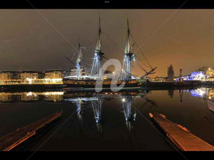 Photography titled "l’Hermione dans le…" by Chrisdaf, Original Artwork, Non Manipulated Photography
