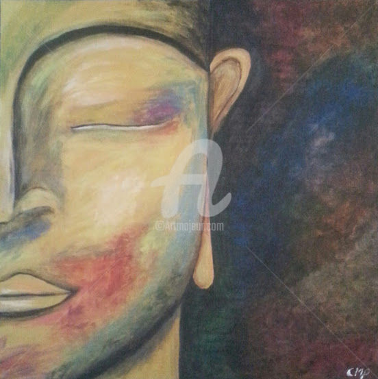 Painting titled "buddha" by Chris Damen, Original Artwork, Acrylic