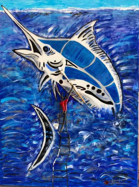 Pintura titulada "Florida Sailfish" por Chris Guerin, Obra de arte original, Acrílico