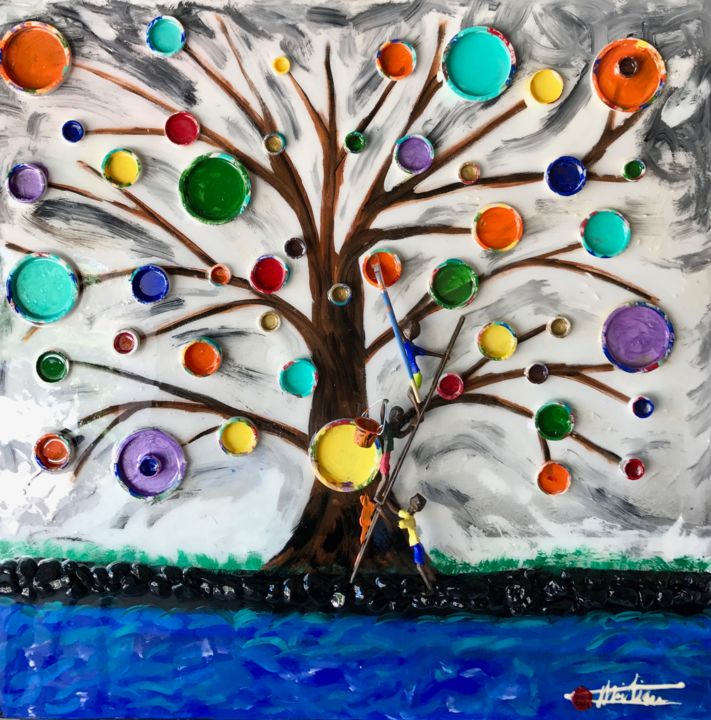 Pintura titulada "Tree of life" por Chris Guerin, Obra de arte original, Otro