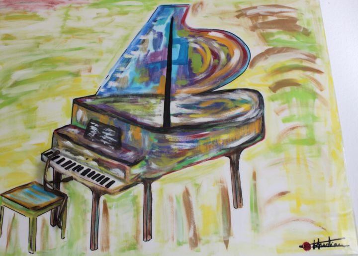 Картина под названием "PIANO" - Chris Guerin, Подлинное произведение искусства, Масло