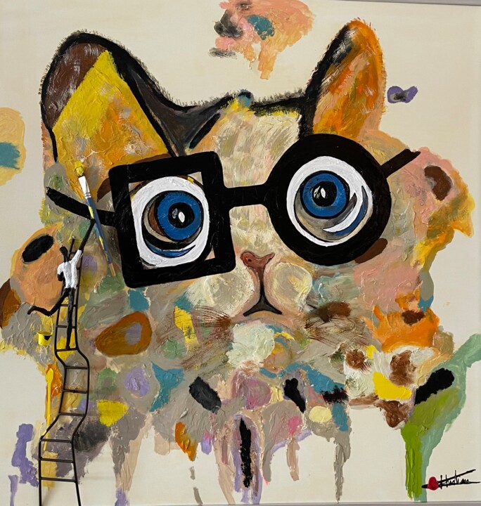 Pittura intitolato "Miaou" da Chris Guerin, Opera d'arte originale, Acrilico