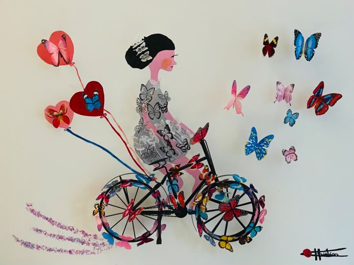Pintura intitulada "A vélo" por Chris Guerin, Obras de arte originais, Acrílico