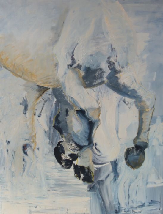 Peinture intitulée "Cheval N°1" par Chris Le Guen Drianne, Œuvre d'art originale, Huile Monté sur Châssis en bois