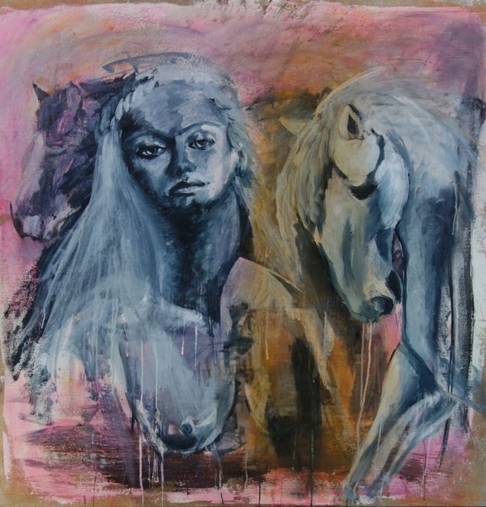 제목이 "N°1 Lady Godiva"인 미술작품 Chris Le Guen Drianne로, 원작, 안료 나무 들것 프레임에 장착됨
