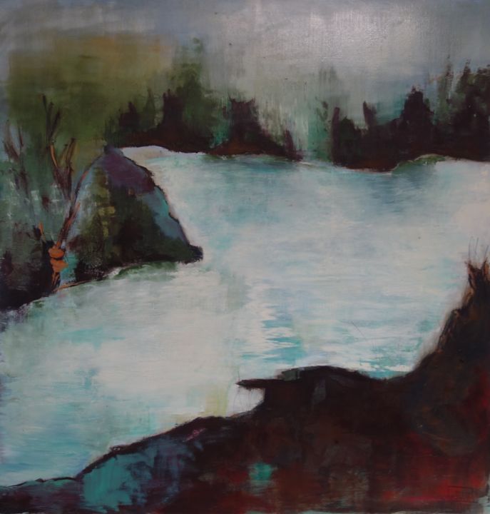 제목이 "N°6 Paysages"인 미술작품 Chris Le Guen Drianne로, 원작, 기름 나무 들것 프레임에 장착됨