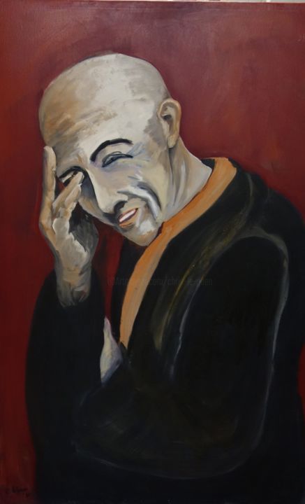 Malarstwo zatytułowany „The Monk” autorstwa Chris Le Guen Drianne, Oryginalna praca, Olej Zamontowany na Drewniana rama noszy