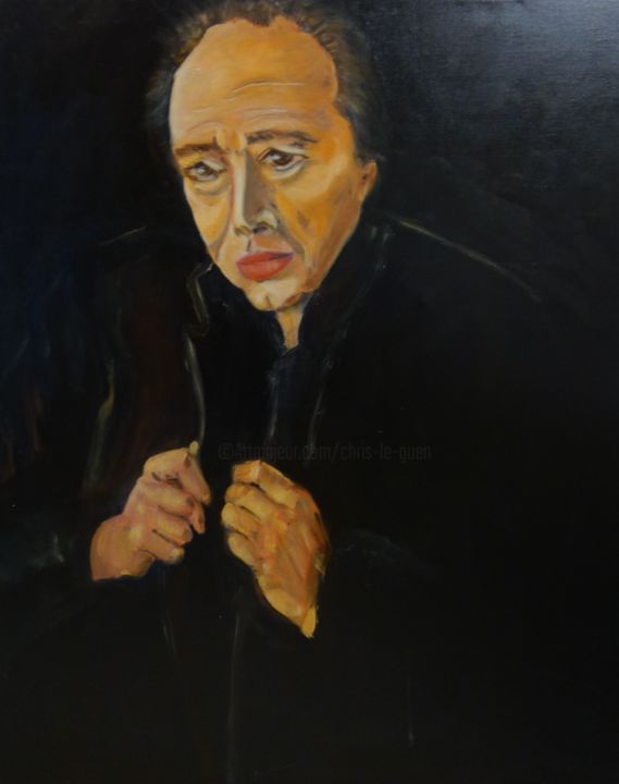 Painting titled "Philippe Djian" by Chris Le Guen Drianne, Original Artwork, Oil