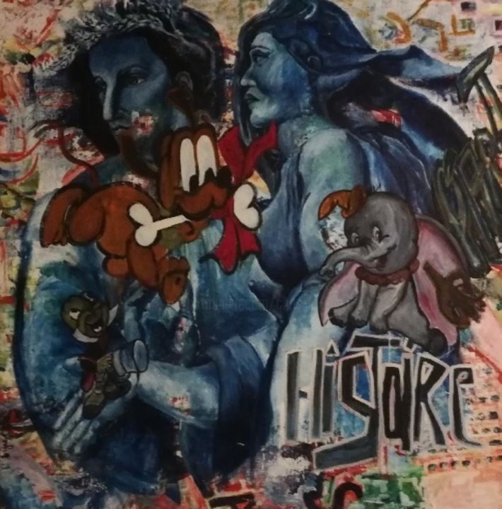 Pintura titulada "N°1 Histoire de l'A…" por Chris Le Guen Drianne, Obra de arte original, Acrílico Montado en Bastidor de ca…