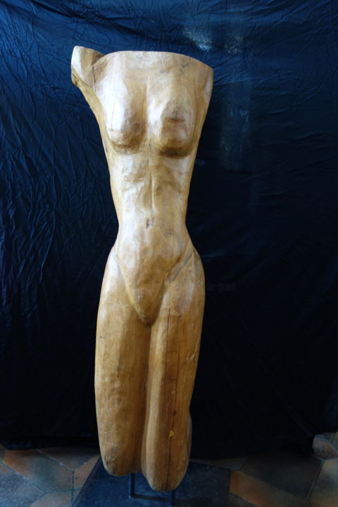 Sculpture titled "Eve" by Chris Le Guen Drianne, Original Artwork, Wood