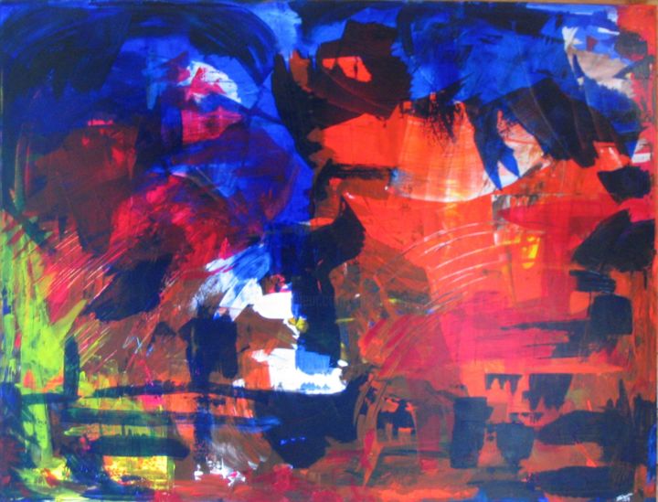 Painting titled "N°1 In Between" by Chris Le Guen Drianne, Original Artwork, Other Mounted on Wood Stretcher frame