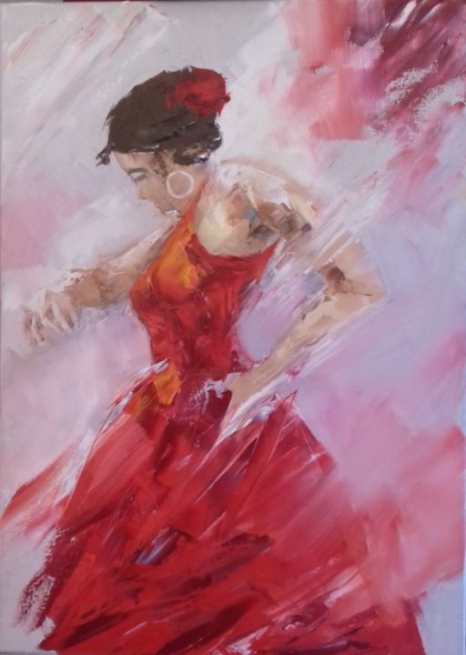Pintura titulada "Flamenco" por Chris D, Obra de arte original, Oleo