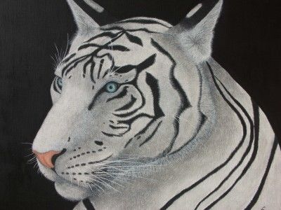 Painting titled "le tigre blanc" by Chris-R, Original Artwork