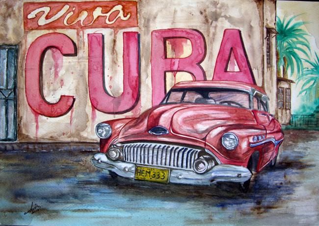 Dessin intitulée "Viva Cuba" par Vannucci Chris - Artiste Dessinateur, Œuvre d'art originale, Autre