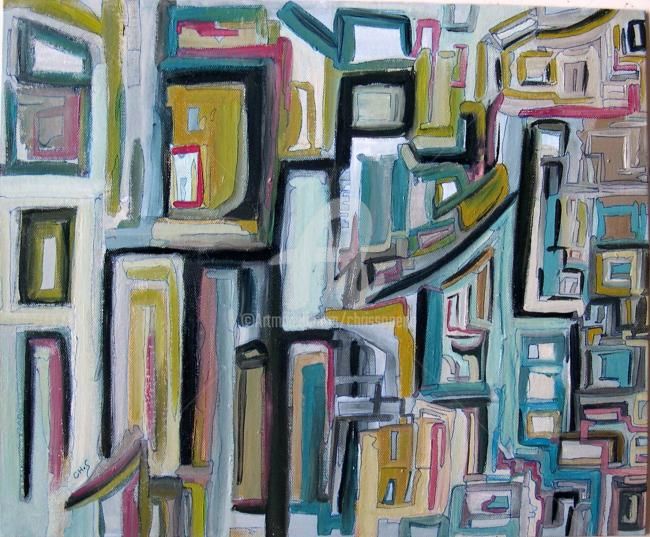 Painting titled "Town19" by Chris.Sopena, Original Artwork