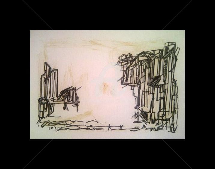 Drawing titled "Invisible Town 8" by Chris.Sopena, Original Artwork